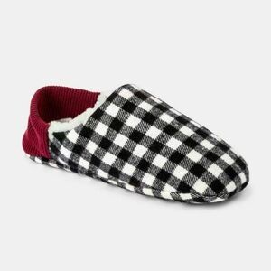 New! Wondershop Unisex, Black/White Check Sherpa Lined Pull-On Slippers/Grippers
